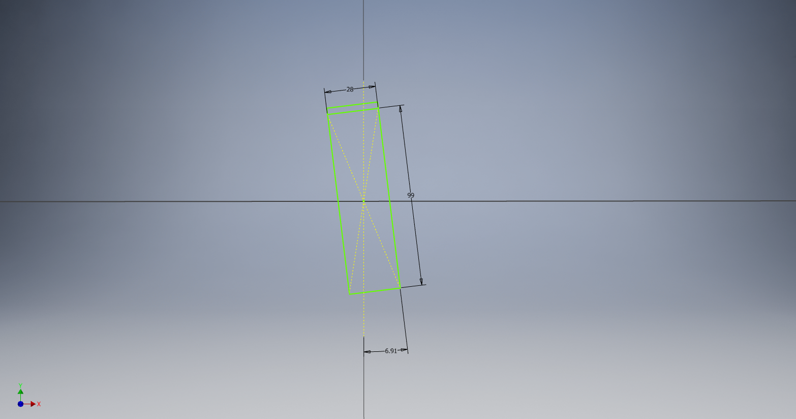 Rotated projection by the maximum deflection